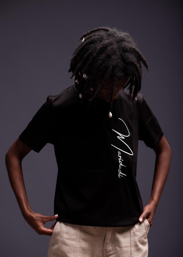 Model in a black dress